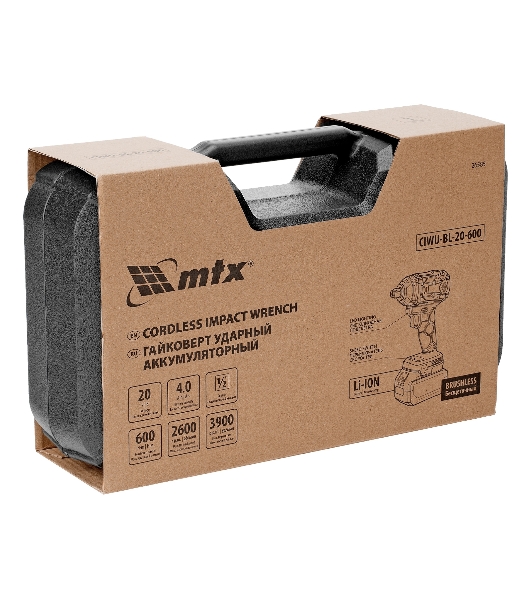 Гайковерт ударный аккумуляторный бесщет. CIWU-BL-20-600, Li-Ion, 20 В MTX