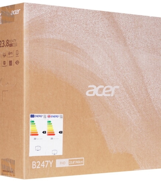 Монитор 23.8' Acer Vero B247YGbmiprxv IPS 1920x1080, 120 Гц, 4 мс, 16:9, 250 кд/м², VGA, HDMI 1.4, DP 1.2, 3.5 Jack, динамики (2x2 Вт), HDR10, FreeSync, черный