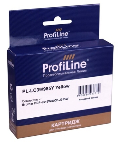 Картридж струйный ProfiLine PL-LC39/985Y для принтеров Brother DCP-J125/DCP-J315W/DCP-J515W/MFC-J220/MFC-J265W/MFC-J410/MFC-J415W с чернилами Yellow