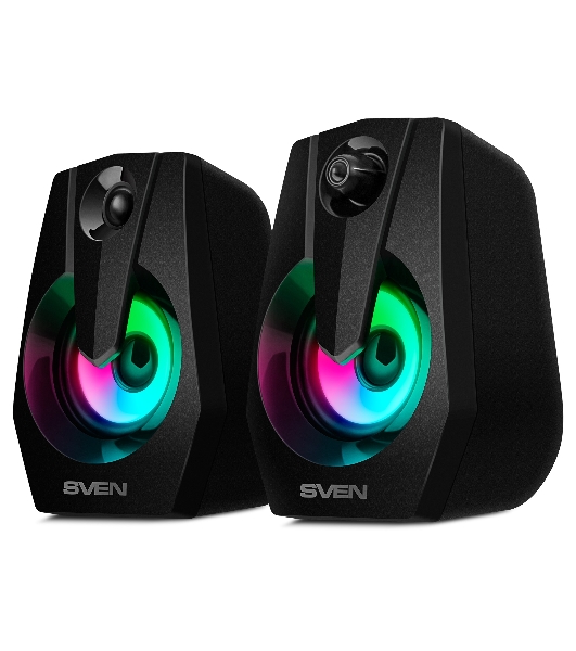Акустическая система SVEN 370 2.0 черные (2x2W, USB, RGb подсветка)