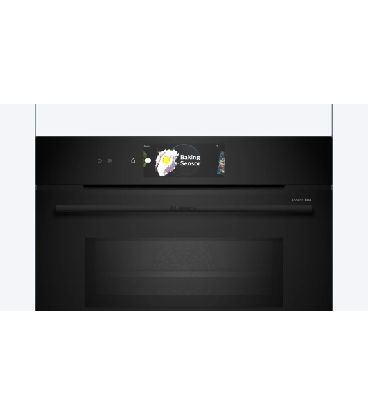 Встраиваемый духовой шкаф Bosch CMG978NB1 Accent line с микроволновой печью и 22 типами нагрева, 45.5x59.5x54.8 см, 45л, дисплей,инвертор,SoftClose и SoftOpen, Bosch Assist, черный. Телескопические направляющие 1 уровень,пиролитическая очистка,многоточечный термощуп PerfectRoast