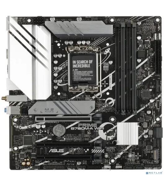 Материнская плата ASUS PRIME B760M-A WIFI, LGA 1700, Intel B760, 4xDDR5, 4xSATA, 2xM.2, 1xPCIe 4.0 x16, 1xPCIe 4.0 x4, 1xPCIe 4.0 x1, 2xHDMI, 1xDP, 1x 2.5Gb LAN, 2xUSB-A 3.2 Gen 2, 4xUSB-A 2.0, 3x3.5 мм, 7.1, mATX