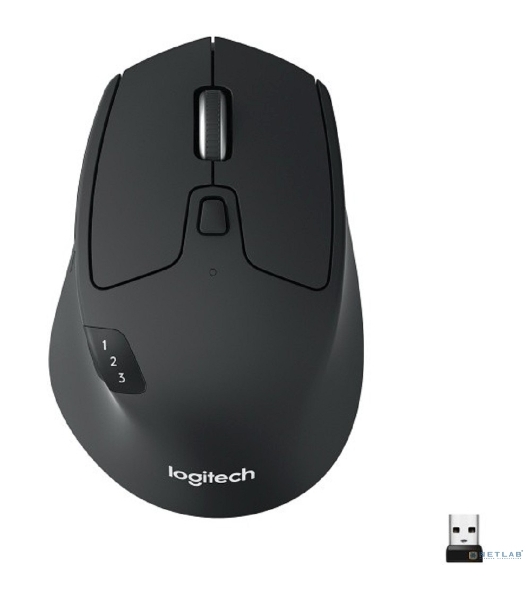 Мышь беспроводная Logitech M720 Triathlon черный, 1000 dpi, радиоканал, Bluetooth, USB, кнопки - 8