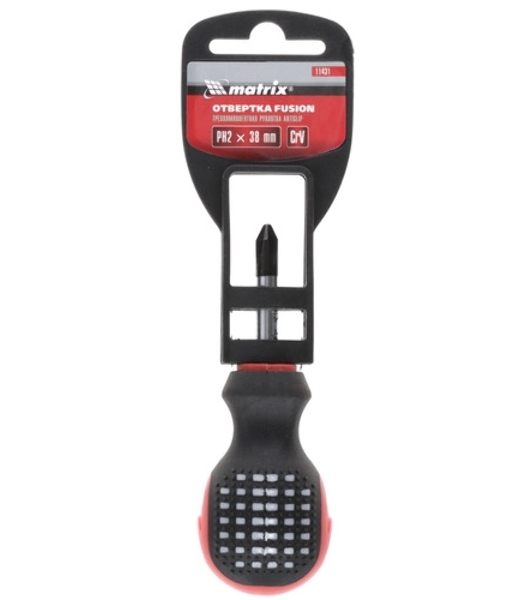 Отвертка Matrix Fusion, PH2 х 38 мм, CrV, 3-х компонентная рукоятка 'anti slip'