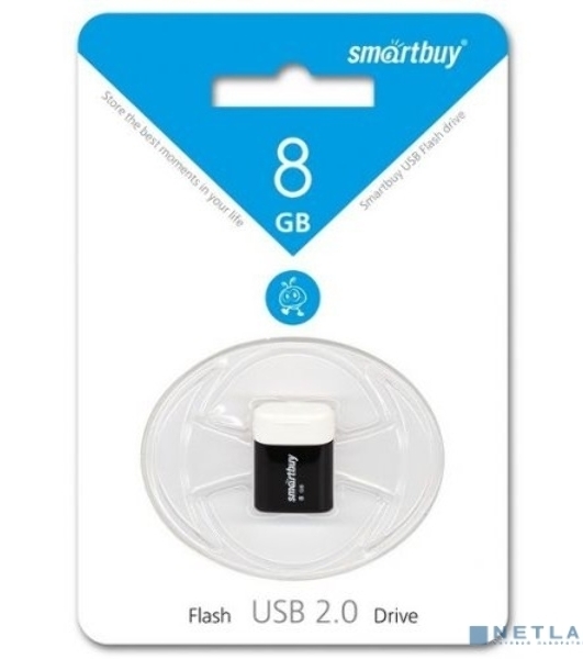 Флешка USB Smartbuy LARA black (SB8GBLara-K), 8Gb, USB 2.0, R/W 15/5, черный/белый