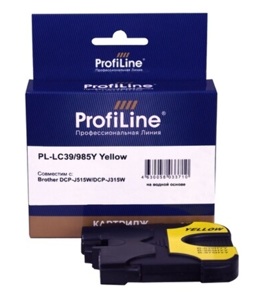 Картридж струйный ProfiLine PL-LC39/985Y для принтеров Brother DCP-J125/DCP-J315W/DCP-J515W/MFC-J220/MFC-J265W/MFC-J410/MFC-J415W с чернилами Yellow