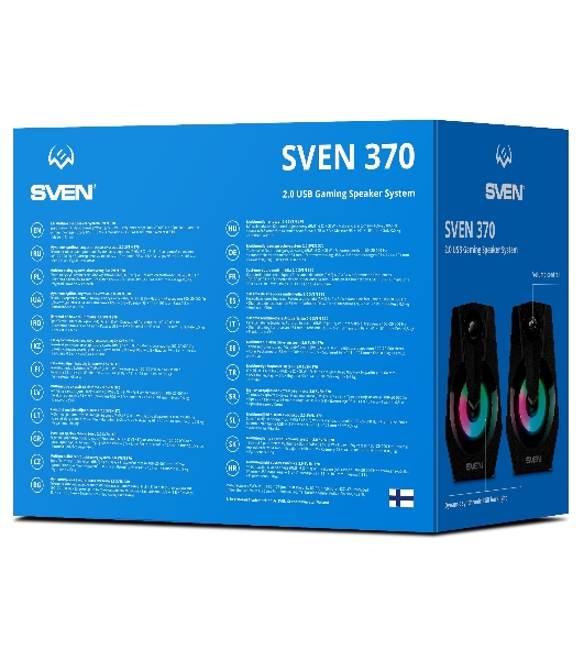 Акустическая система SVEN 370 2.0 черные (2x2W, USB, RGb подсветка)