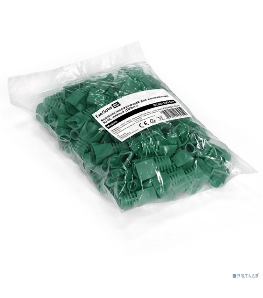 Колпачок ExeGate BC45-100-GN изолирующий для коннектора RJ-45, зеленый (100 шт)