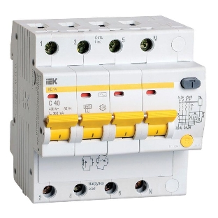 Выключатель автоматический дифференциального тока IEK MAD10-4-040-C-300 АД14 4Р 40А 300мА IEK
