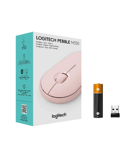 Мышь беспроводная Logitech Pebble M350 розовый, 1000 dpi, радиоканал, Bluetooth, USB, кнопки - 3