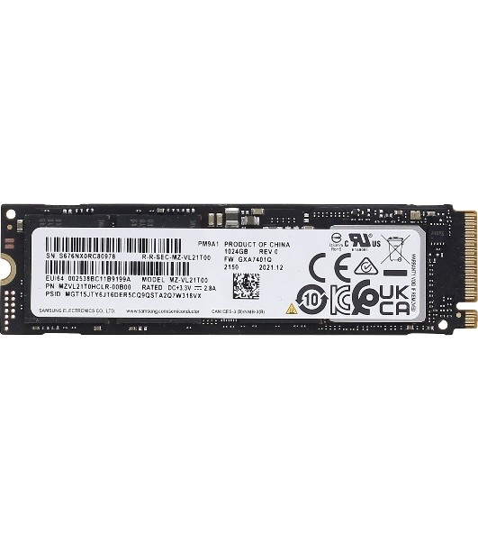 Накопитель SSD Samsung PM9A1, 1000Gb, M.2 2280, PCIe 4.0 x4, NVMe, R/W 7000/5100