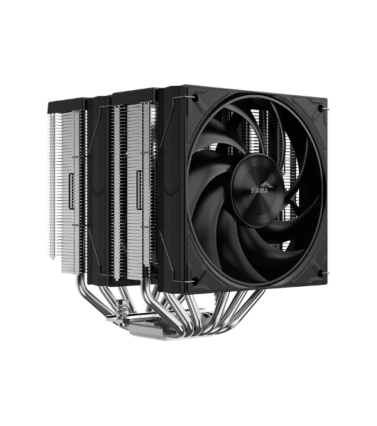 Кулер для процессора SAMA A60E (265W, 4-pin PWM, 156.5mm, 6x6mm, 2x120мм, 78CFM, 29dBA, 2200RPM, S: 1851/1700/1200/115X, AM5/AM4, серебристый)