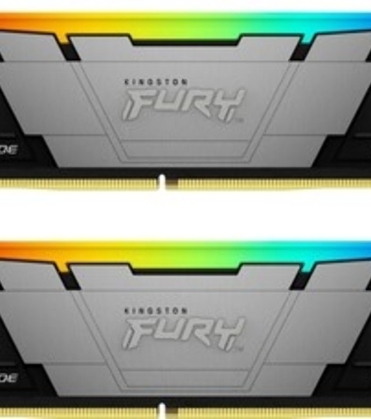 Оперативная память Kingston Fury Renegade, DDR4, 64Gb (2x32GB), 3200MHz, CL16, DIMM, радиатор, RGB, серебристый/черный
