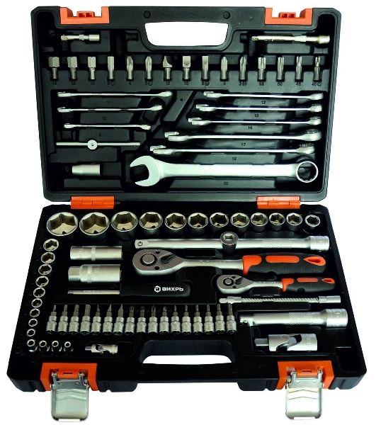 Набор инструментов, 1/2', 1/4', CrV, пластиковый кейс 82 предм