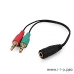 Кабель аудио сигнала Cablexpert, Jack3.5 нушники + 3.5 микрофон-> Jack3.5 4pin, длина 20 см, черный, фото4