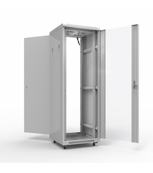 Напольный шкаф Rexant 19' серии Standart 22U 600х1000 мм, передняя дверь стекло, задняя дверь металл, RAL 7035 (состоит из 3 частей)