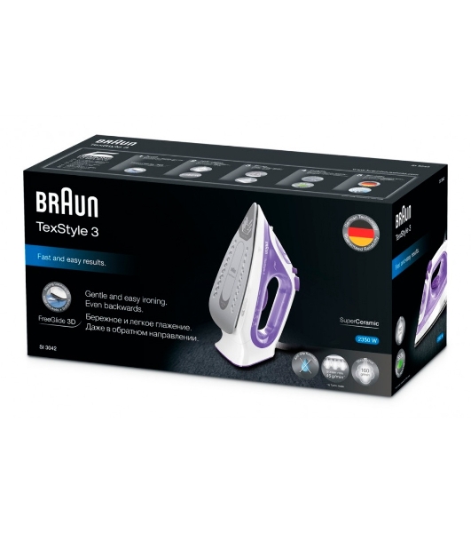 Утюг Braun SI3042VI фиолетовый/белый, 2350 Вт, 45 г/мин, 160 г/мин, 270 мл