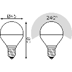 Лампа светодиодная Gauss Basic 10531252T 5.5Вт цок.: E14 шар 220B 4100K св. свеч. бел. нейт. (упак.: 3 шт), фото2