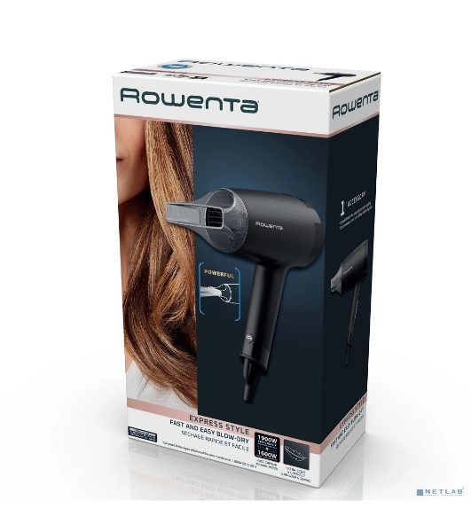 Фен Rowenta Express Style CV1803F0 черный/серый, 1600 Вт, компактный