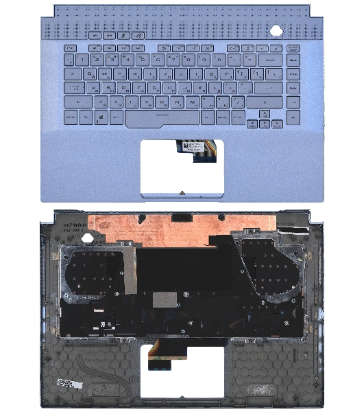 Клавиатура для ноутбука Asus ROG GU502 серебристая c подсветкой маленький энтер