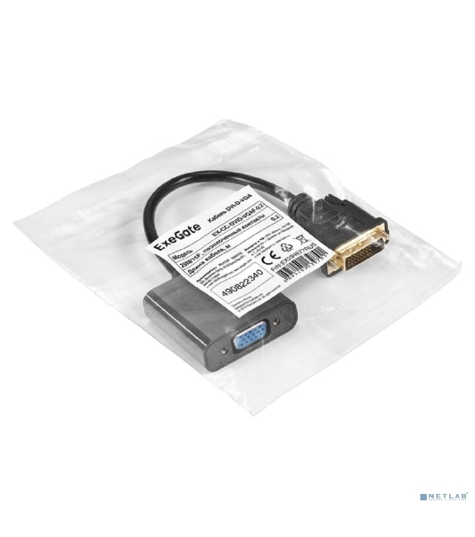 Кабель DVI-D-VGA ExeGate EX-CC-DVID-VGAF-0.2 (25M/15F, 0,2м, позолоченные контакты)