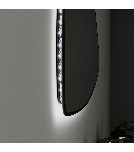 Зеркало Bau Triangle Loft 90х70, с LED фоновой подсветкой, бесконтактным сенсором, черной окантовкой
