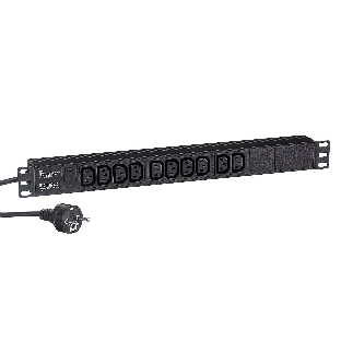 Блок розеток горизонтальный ExeGate ServerPro PDU-19H005 Al-10C13-EU3, 19', 1U, Алюминий, 10 IEC 320 C13, кабель с евровилкой VDE-250V-16A-3*1.5мм2, 3 метра, черный