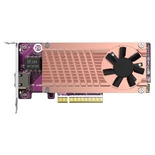 Сетевая карта QNAP QM2-2P10G1Tb Marvell AQC113C PCIe Gen3 x8, Dual M.2 2280 PCIe Gen3 x4 NVMe, LAN 1x10GbASE-T 10GbE, Low-profile bracket pre-loaded, Low-profile flat and Full-height are bundled