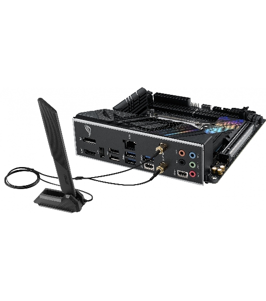 Материнская плата ASUS ROG STRIX B760-I GAMING WIFI, LGA 1700, Intel B760, 2xDDR5, 4xSATA, 2xM.2, 1xPCIe 5.0 x16, 1xHDMI, 1xDP, 1x 2.5Gb LAN, 3xUSB-A 2.0, 3xUSB-A 3.2 Gen 1, 1xUSB-C 3.2 Gen 1, 1xUSB-C 3.2 Gen 2x2, 5x3.5 мм, 7.1, Mini-ITX