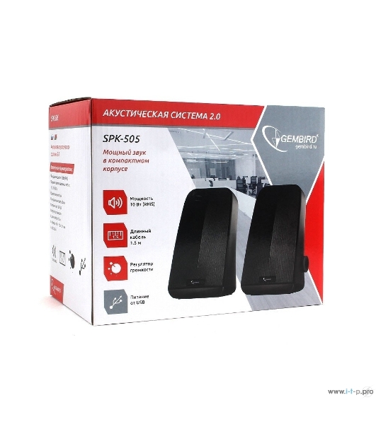 Акустическая система Gembird SPK-505, черный, 10 Вт, рег. громкости, USB-питание