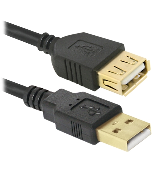 Кабель Defender PRO USB 2.0 кабель удлинительный 1.8м AM/AF, зол.конт, 2фер.фил.
