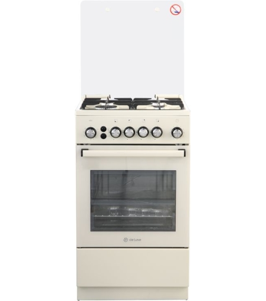 Плита газовая De Luxe 5040.40Г (КР) ЧР-013 бежевый, конфорок 4 газовых, духовка 46 л, 50 см x 85 см x 50 см