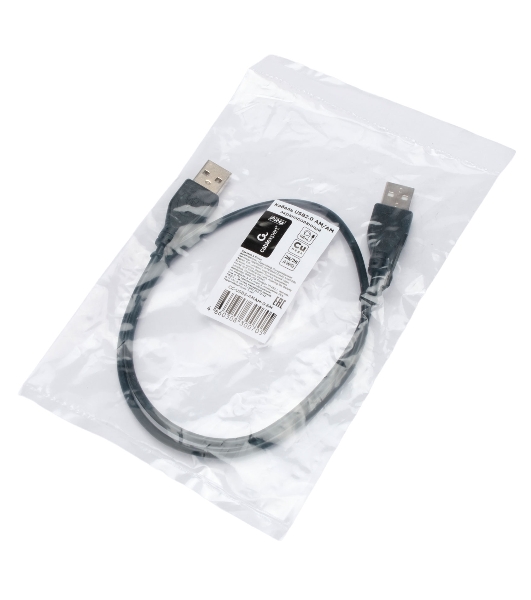 Кабель USB2.0 Cablexpert CC-USB2-AMAM-0.6M, AM/AM, экран, 28/26AWG, медь, Pro, 0.6м, черный, пакет