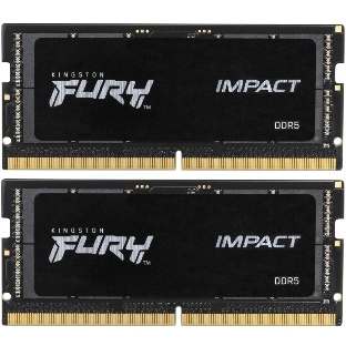 Оперативная память Kingston Fury Impact, DDR5, 32GB (2x16GB), 6400MHz, CL38, SO-DIMM, с радиатором, черный