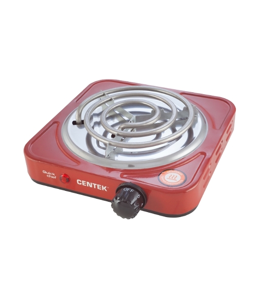 Плита настольная электрическая Centek CT-1508 красный, 1 кВт, ТЭН, конфорки - 1, эмаль, поворотные переключатели