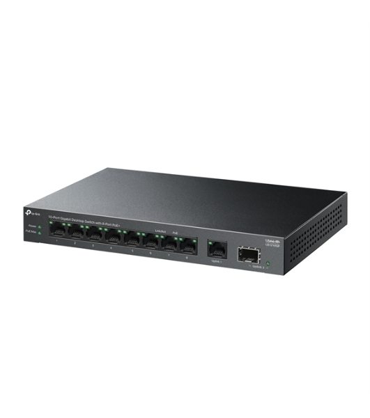 Коммутатор настольный TP-Link LS1210GP с 9 гигабитными портами (8 портов PoE+) и портом SFP