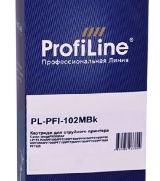 Картридж струйный ProfiLine PL-PFI-102MBK для принтеров Canon IPF510/IPF605/IPF610/IPF650/IPF655/IPF710/IPF750/IPF755/IPF760/IPF765 с чернилами Matte Black