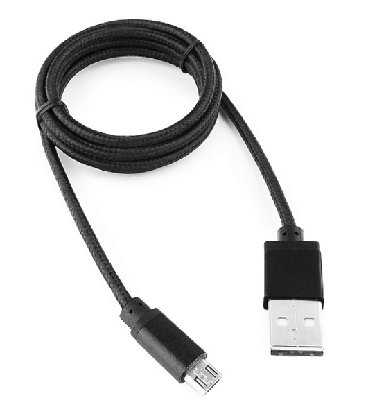 Кабель Gembird USB 2.0 Cablexpert AM/microBM 5P, 1м, нейлоновая оплетка, алюминиевые разъемы, черный, пакет