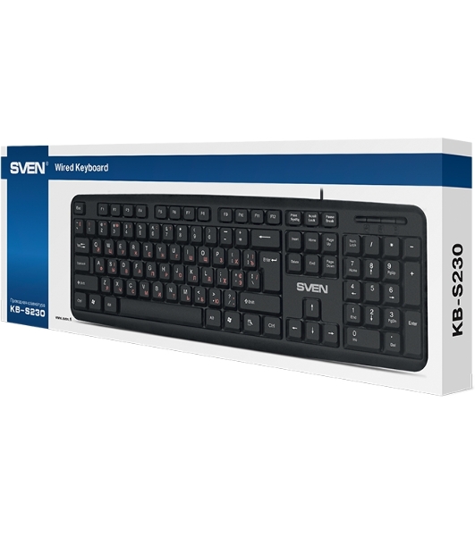 Клавиатура SVEN KB-S230 проводная, USB Type-A, чёрный