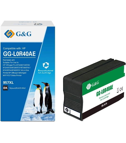 Картридж струйный G&G GG-L0R40AE 957XL черный (73мл) для HP OJ Pro 8734/8210/8720/8724/8725/8726/8727/8736/8740/8743/8744/8746/8747
