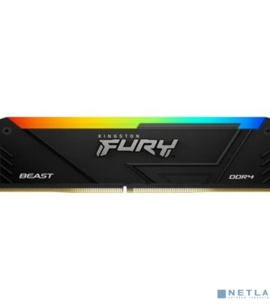 Оперативная память Kingston Fury Beast, DDR4, 16GB (1x16GB), 3200MHz, CL16, DIMM, с радиатором, RGB, черный