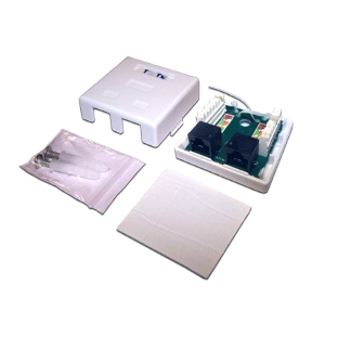 Настенная розетка, 2 порта RJ-45 категории 6, STP, белая