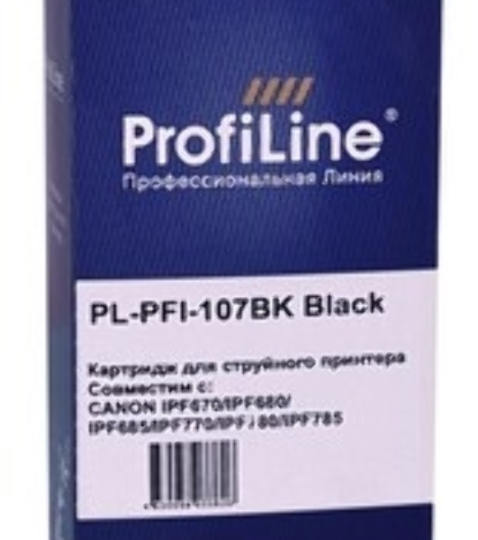 Картридж струйный ProfiLine PL-PFI-107BK для принтеров Canon IPF670/IPF680/IPF685/IPF770/IPF780/IPF785 с чернилами Black