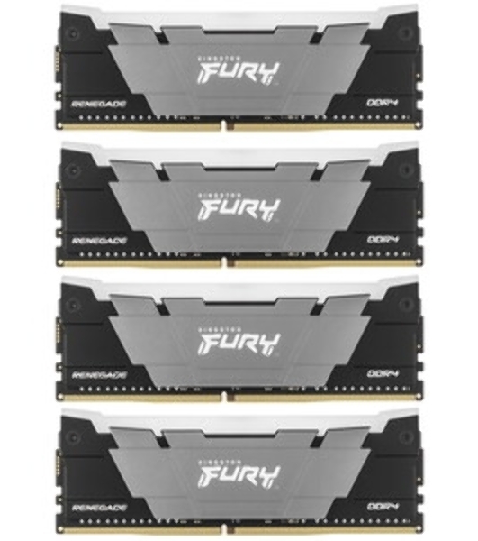 Оперативная память Kingston Fury Renegade, DDR4, 64GB (4x16GB), 3200MHz, CL16, DIMM, радиатор, черный