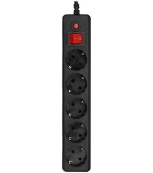 Сетевой фильтр Гарнизон EHLB-1, 5 р, 10А 1.8 м черный