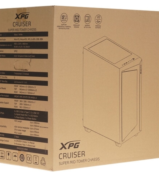 Компьютерный корпус ADATA XPG CRUISERST белый Mid-Tower, Micro-ATX, Mini-ITX, Standard-ATX