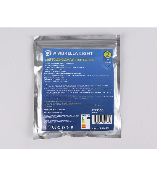 Светодиодная лента Ambrella light GS3503 2835 240Led /22W m/ 24V IP20 6500K/ 5000*10*1.2mm (2 конт.)
