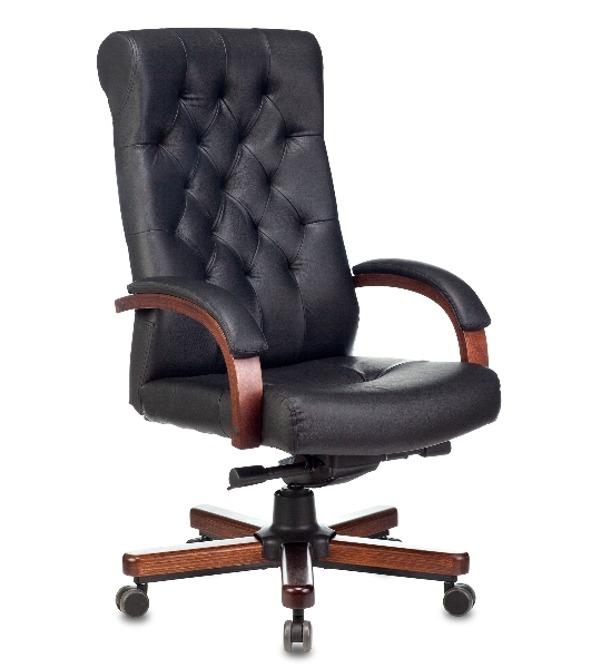 Кресло Бюрократ T-9928WALNUT черный, кожа