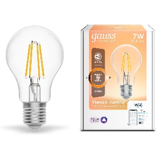 Лампа светодиодная филаментная Gauss Smart Home DIM E27 A60 7 Вт 1/10/40