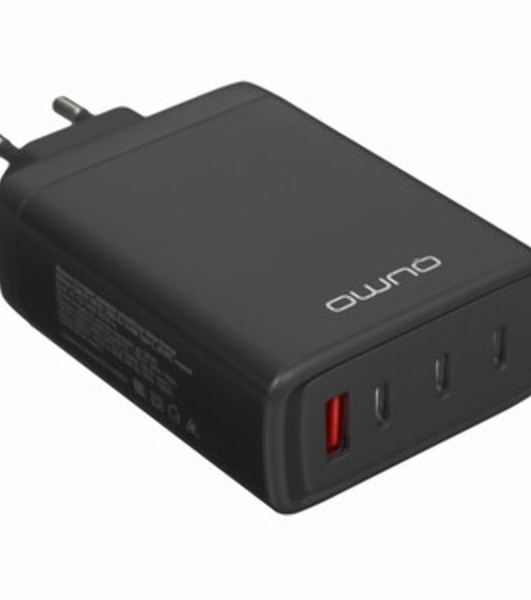 Сетевое зарядное устройство Qumo Energy Charger GaN PD 100 Вт, USB-A + 3 USB Type-C, (0100), черный